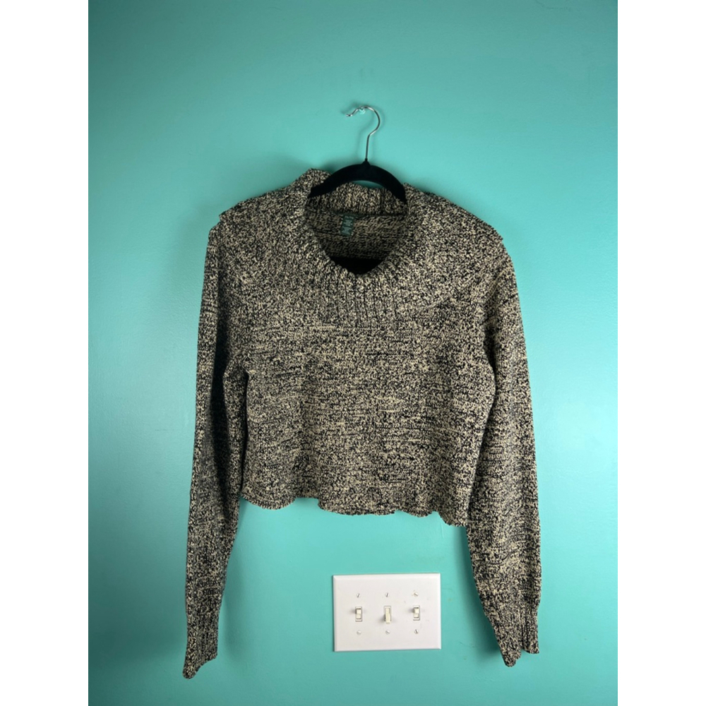 Lauren Ralph Lauren Jeans Co. Marled Knit Sweater Women’s XL Black White Cropped